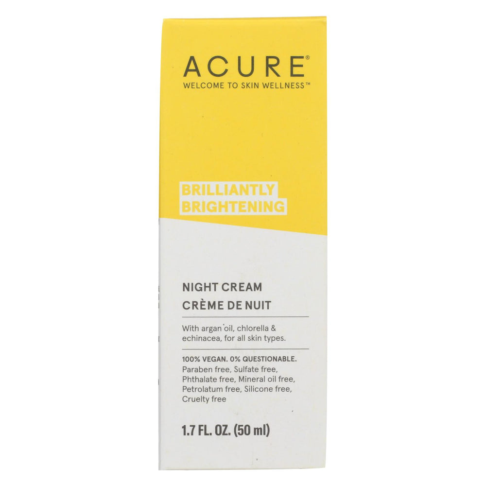 Acure - Night Cream - Argan Extract And Chlorella - 1.75 Fl Oz.